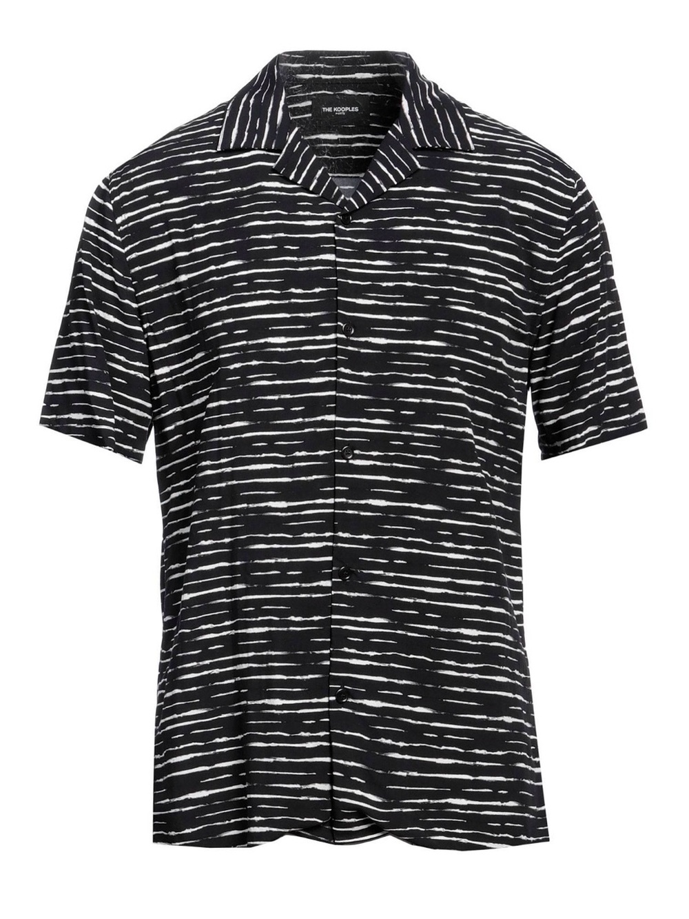 The Kooples Black & White Short Sleeve Striped Camp Shirt